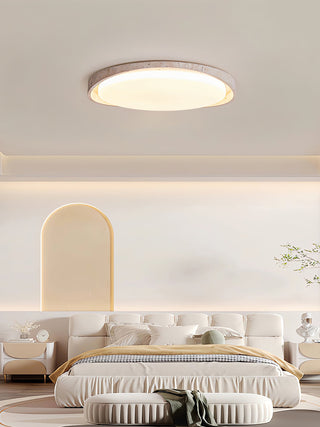 Round Lumen Arc Travertine Ceiling Light