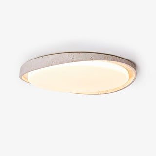 Round Lumen Arc Travertine Ceiling Light