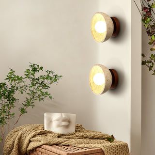 Round Ollina Travertine Wall Lamp