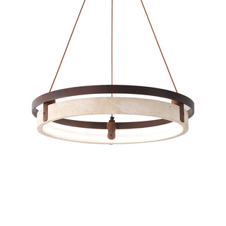 Round Orbit Travertine Chandelier