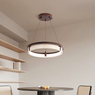 Round Orbit Travertine Chandelier