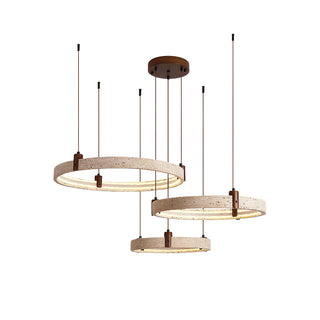 Round Travertine Celestial Orbit Ring Chandelier