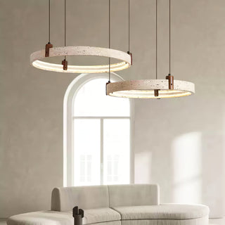 Round Travertine Celestial Orbit Ring Chandelier
