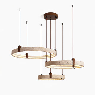 Round Travertine Celestial Orbit Ring Chandelier