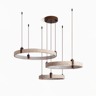 Round Travertine Celestial Orbit Ring Chandelier
