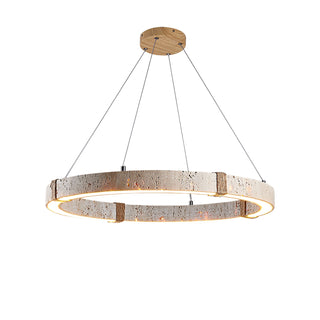 Round Travertine Dainolite Chandelier