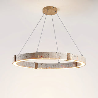 Round Travertine Dainolite Chandelier