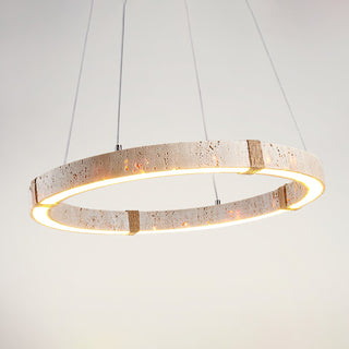 Round Travertine Dainolite Chandelier