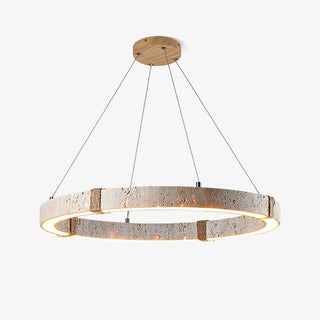 Round Travertine Dainolite Chandelier