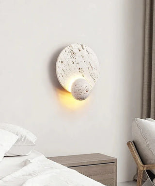 Round Travertine Disc Wall Lamp