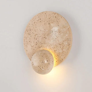 Round Travertine Disc Wall Lamp