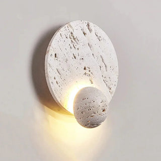 Round Travertine Disc Wall Lamp