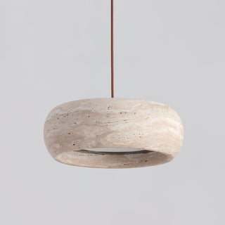 Round Travertine Drum Pendant Lamp