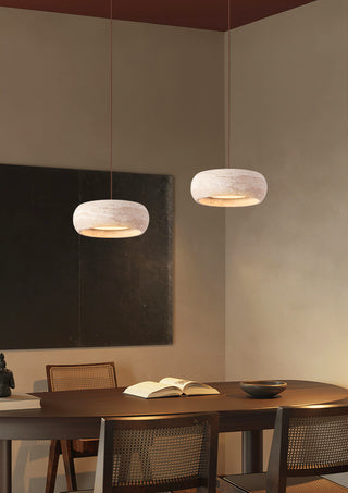 Round Travertine Drum Pendant Lamp