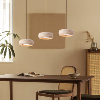 Round Travertine Drum Pendant Lamp