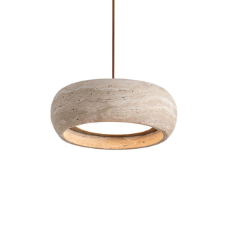 Round Travertine Drum Pendant Lamp