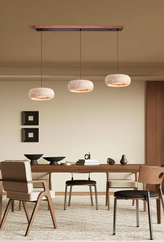 Round Travertine Drum Pendant Lamp