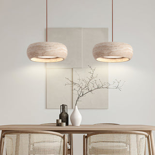 Round Travertine Drum Pendant Lamp