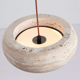 Round Travertine Drum Pendant Lamp