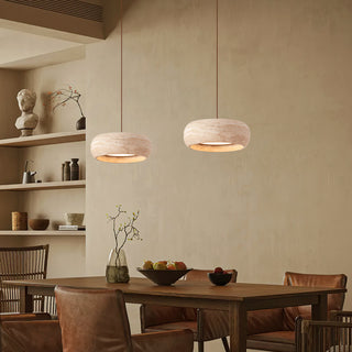 Round Travertine Drum Pendant Lamp