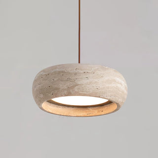 Round Travertine Drum Pendant Lamp