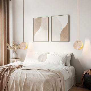 Round Travertine Solstice Stone Pendant Light