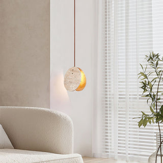 Round Travertine Solstice Stone Pendant Light