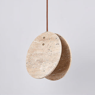 Round Travertine Solstice Stone Pendant Light