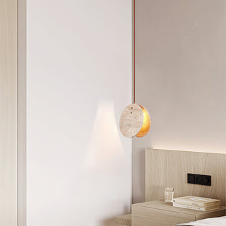 Round Travertine Solstice Stone Pendant Light