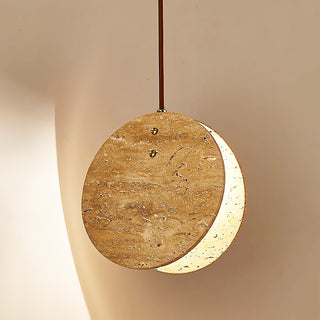 Round Travertine Solstice Stone Pendant Light