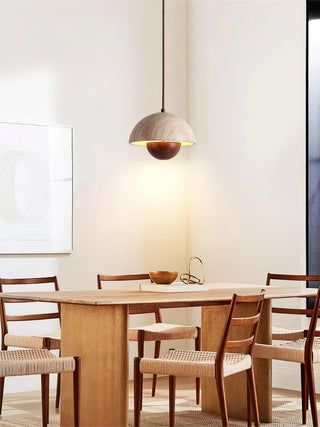 Semicircular Bud Travertine Pendant Lamp