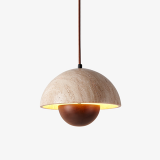 Semicircular Bud Travertine Pendant Lamp
