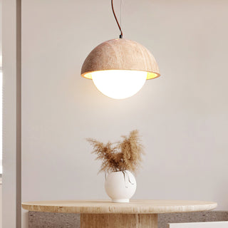 Semicircular Travertine Crescent Glow Pendant Lamp