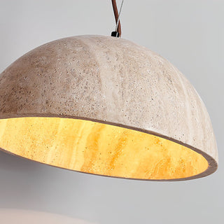 Semicircular Travertine Crescent Glow Pendant Lamp