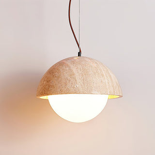 Semicircular Travertine Crescent Glow Pendant Lamp