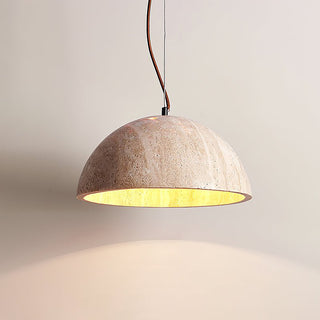 Semicircular Travertine Crescent Glow Pendant Lamp
