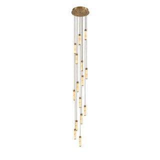 Alabaster Column Spiral Brass Chandelier