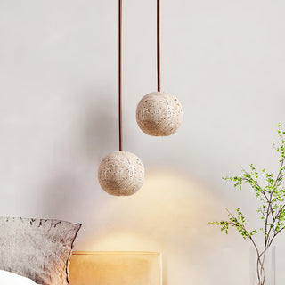 Spherical Cassia Travertine Pendant Light
