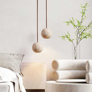 Spherical Cassia Travertine Pendant Light