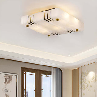 Square Alabaster Gold Ceiling Lamp