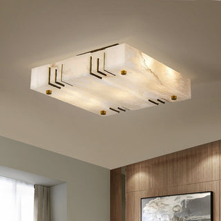 Square Alabaster Gold Ceiling Lamp