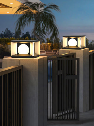 Square Courtyard Eclipse Cube Outdoor Lamp