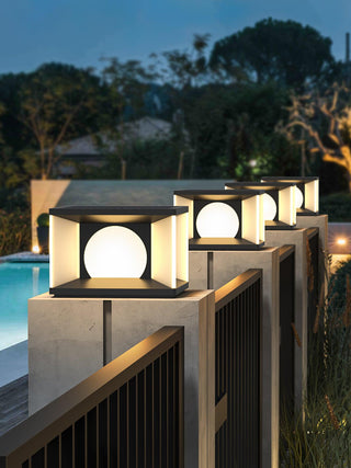 Square Courtyard Eclipse Cube Outdoor Lamp