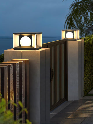 Square Courtyard Eclipse Cube Outdoor Lamp