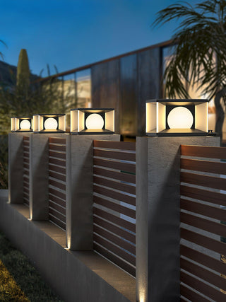 Square Courtyard Eclipse Cube Outdoor Lamp