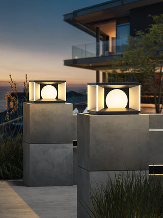 Square Courtyard Eclipse Cube Outdoor Lamp