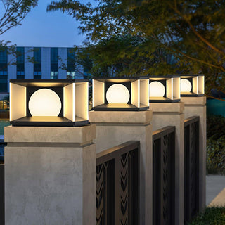 Square Courtyard Eclipse Cube Outdoor Lamp