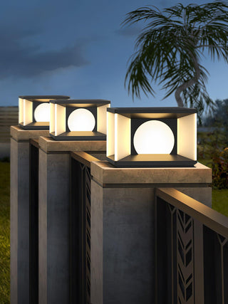 Square Courtyard Eclipse Cube Outdoor Lamp