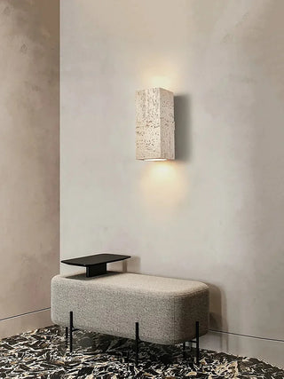 Square Rectangular Travertine Wall Lamp