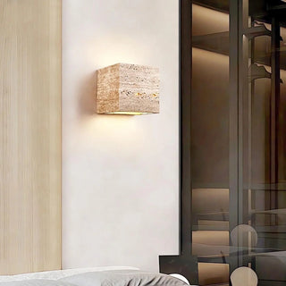 Square Rectangular Travertine Wall Lamp